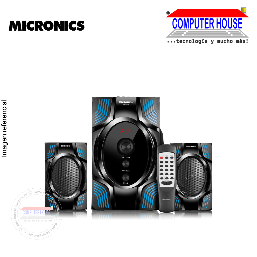 Parlantes Subwoofer 2.1 MICRONICS S7517BT Gibson, Bluetooth/FM/USB/SD, RMS: 70W(40+15x2)