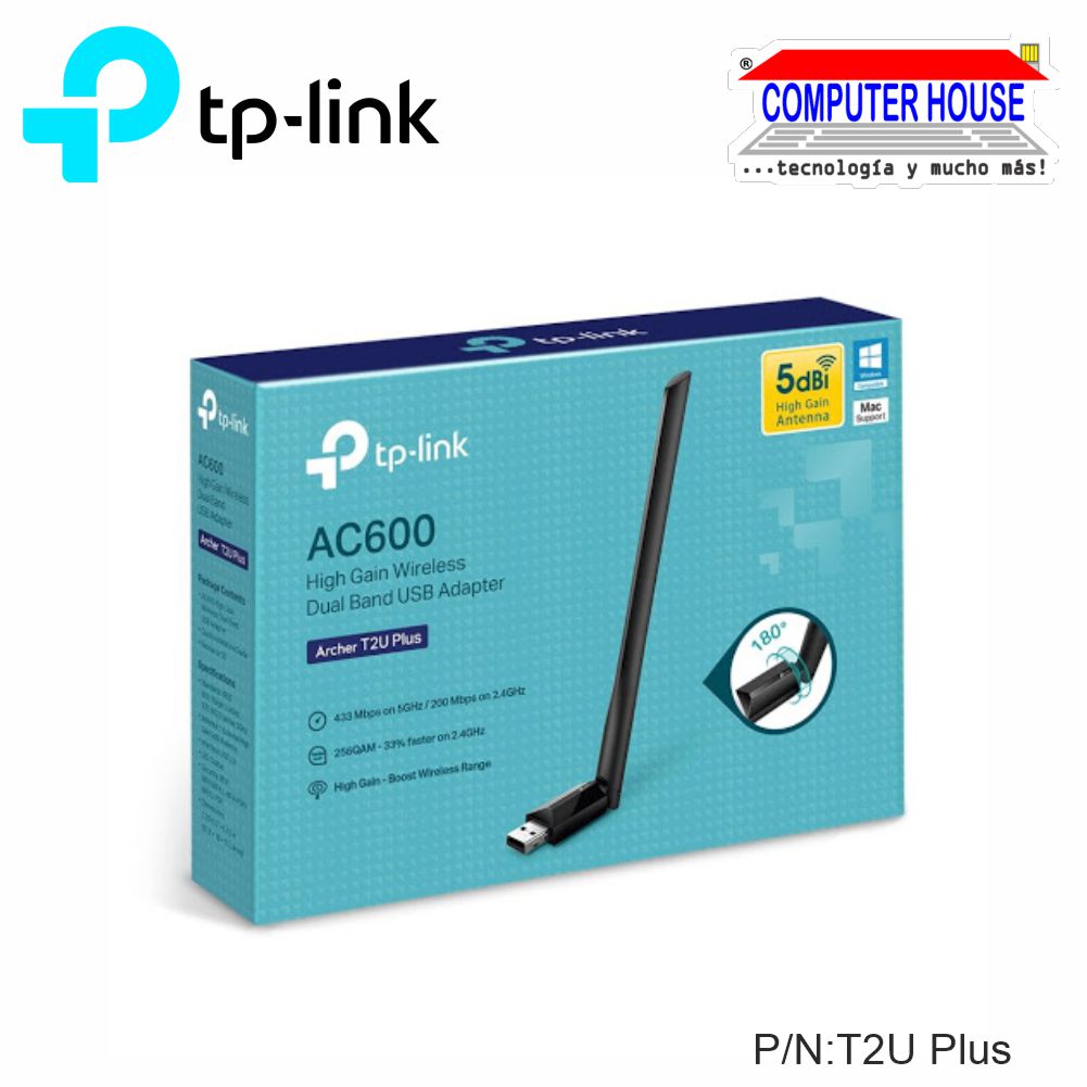 Adaptador WiFi USB TP-LINK Archer T2U Plus doble banda 2.4GHz y 5GHz