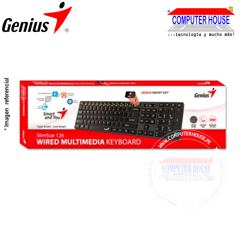 GENIUS Slimstar 126 wired keyboard (31310017401) USB connection. 