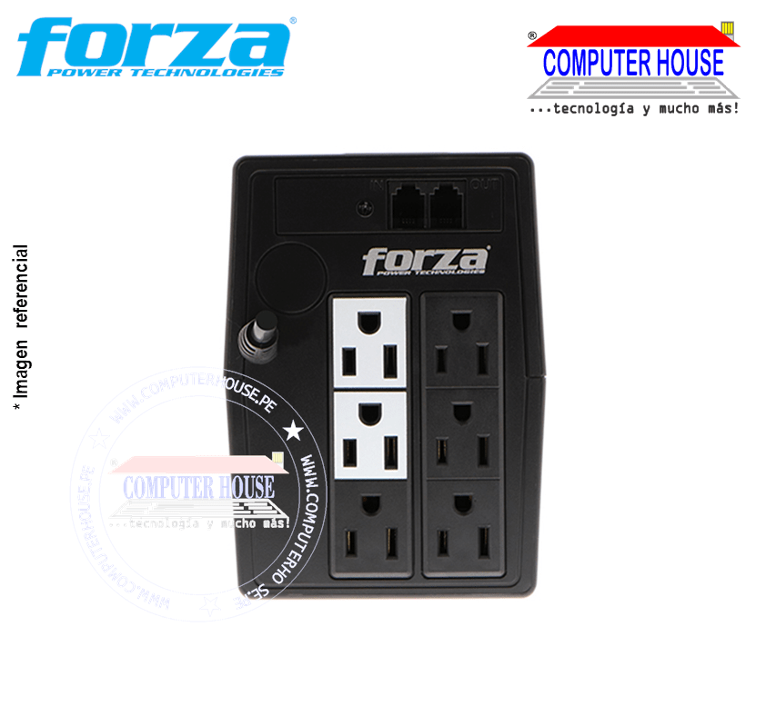 FORZA UPS 500VA 250W, NT-512U Interactive, 6 220V outlets. 