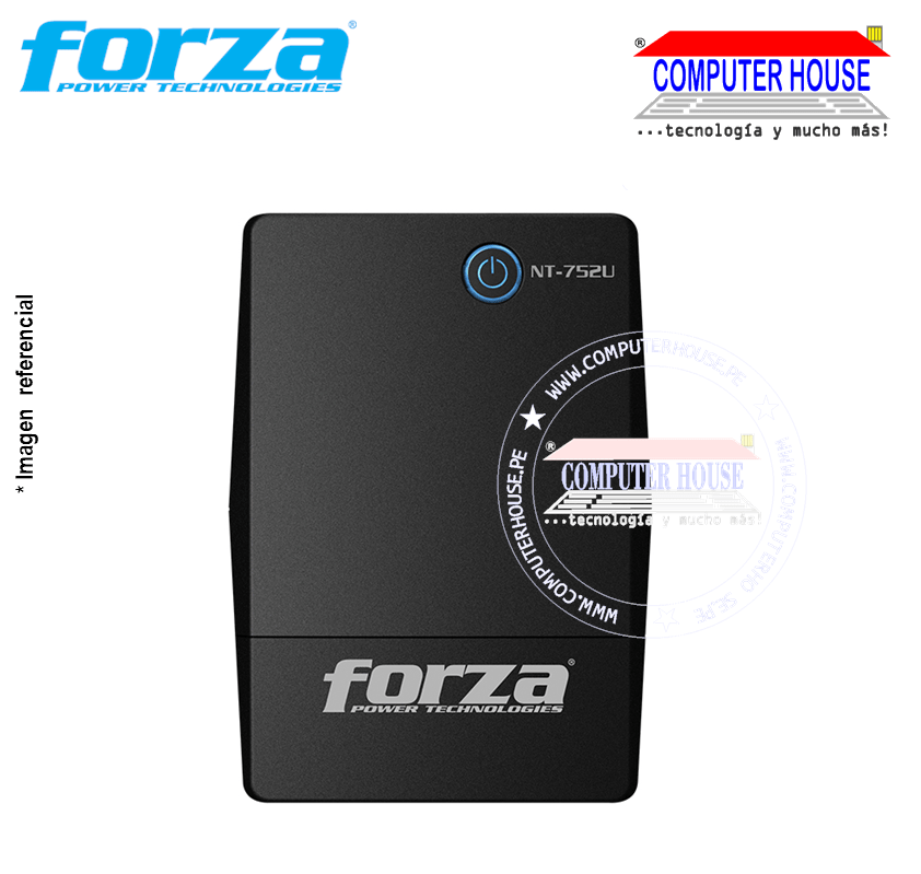 FORZA UPS 750VA 375W. NT-752U Interactive, 6 outputs, 220V.