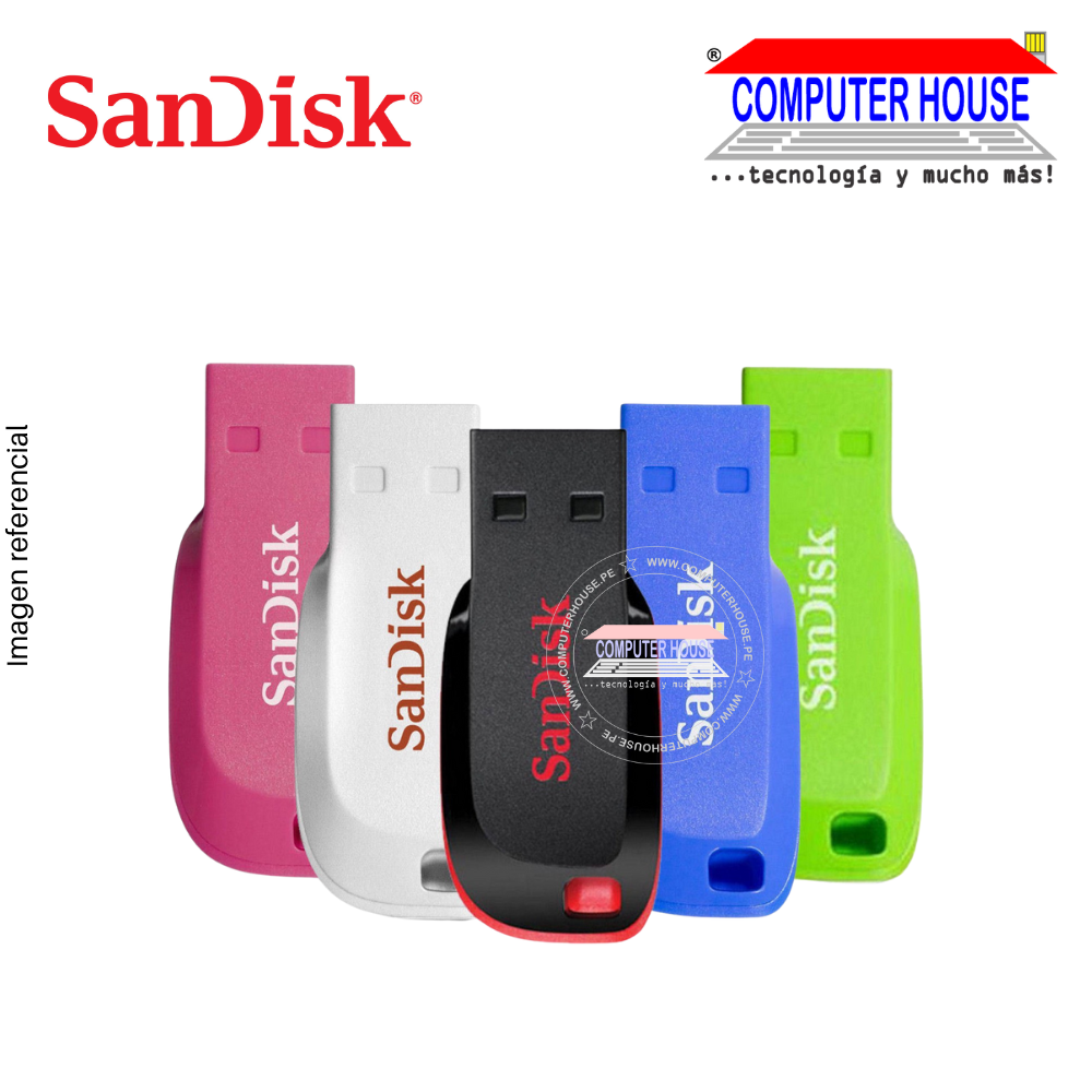 Memoria USB SANDISK 16GB Cruzer Blade 2.0, Colores.