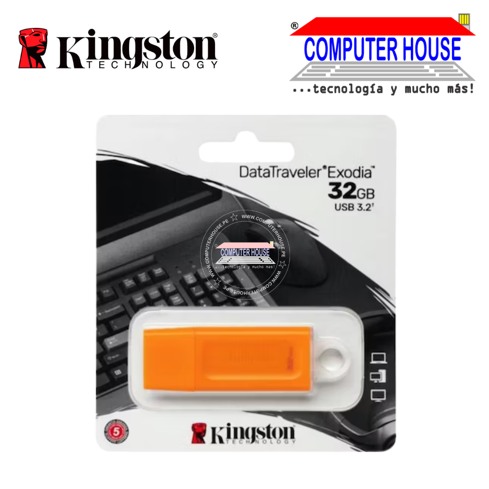 Memoria USB KINGSTON 32GB, DTX Exodia, 3.2 Gen 1, Naranja (KC-U2G32-7GO)