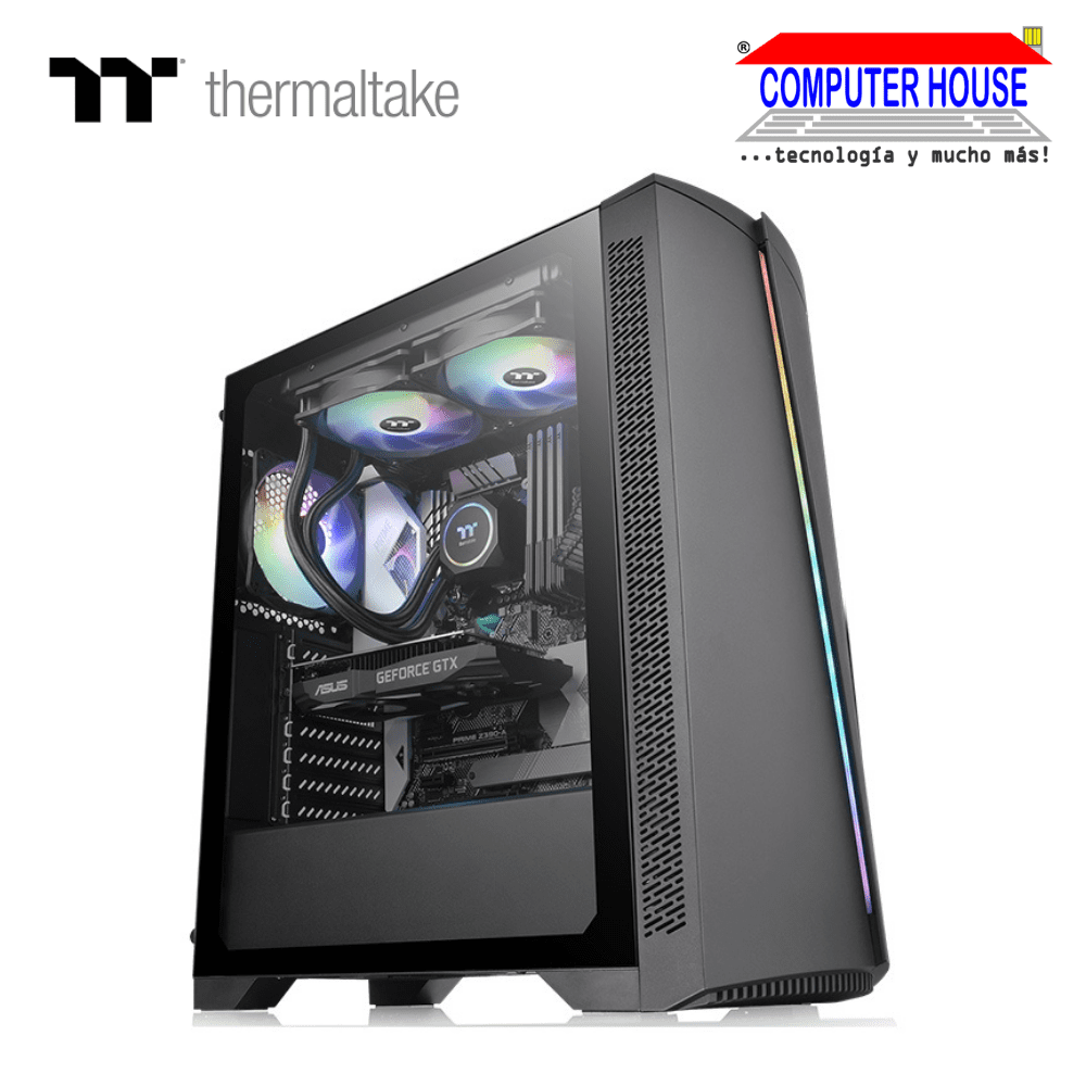 THERMALTAKE H350 TG Case, WITHOUT SOURCE, Mid-Tower, transparent side, RGB, Black.