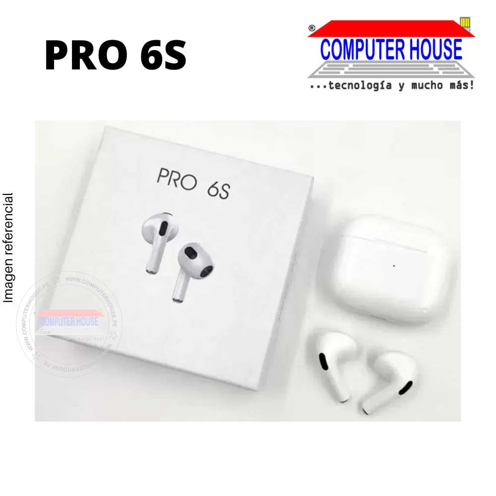 Pro 6S Bluetooth Wireless Headset, White.