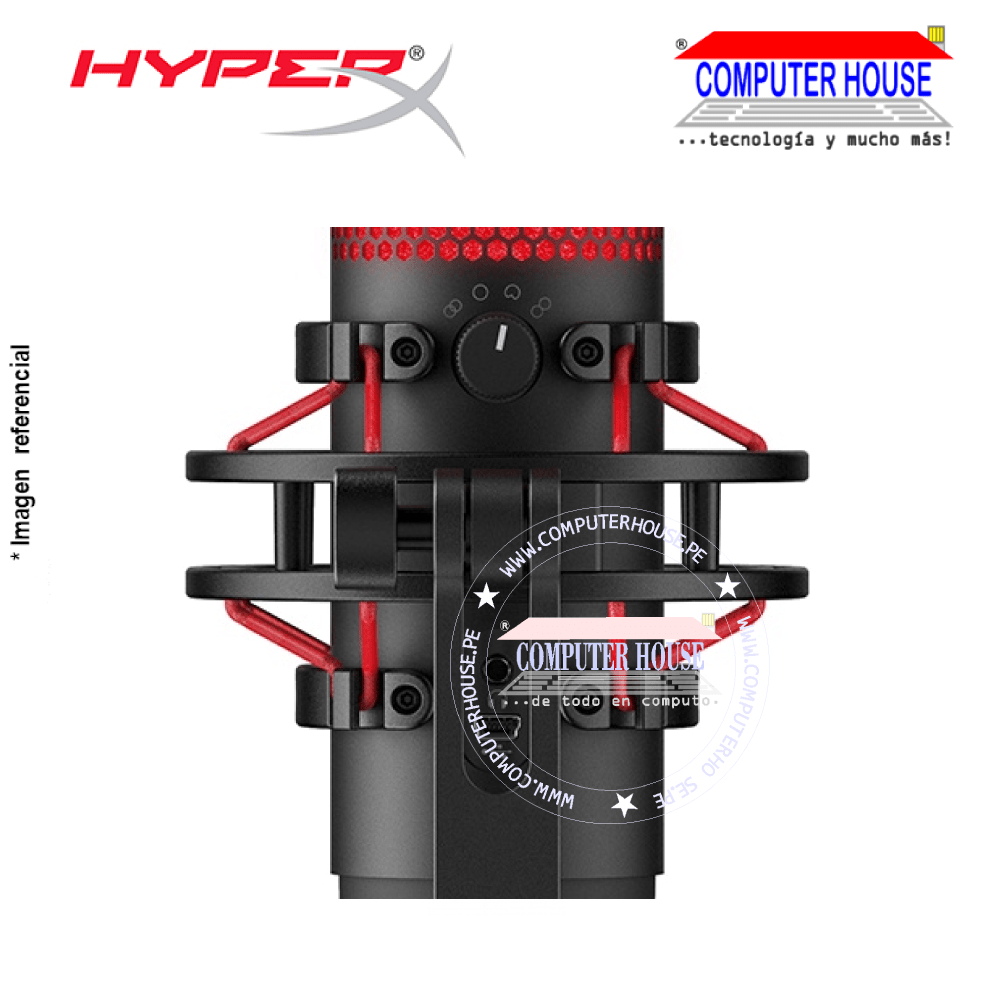 Micrófono HYPERX Quadcast, sensor anti-vibración, USB, Black/Red (4P5P6AA)
