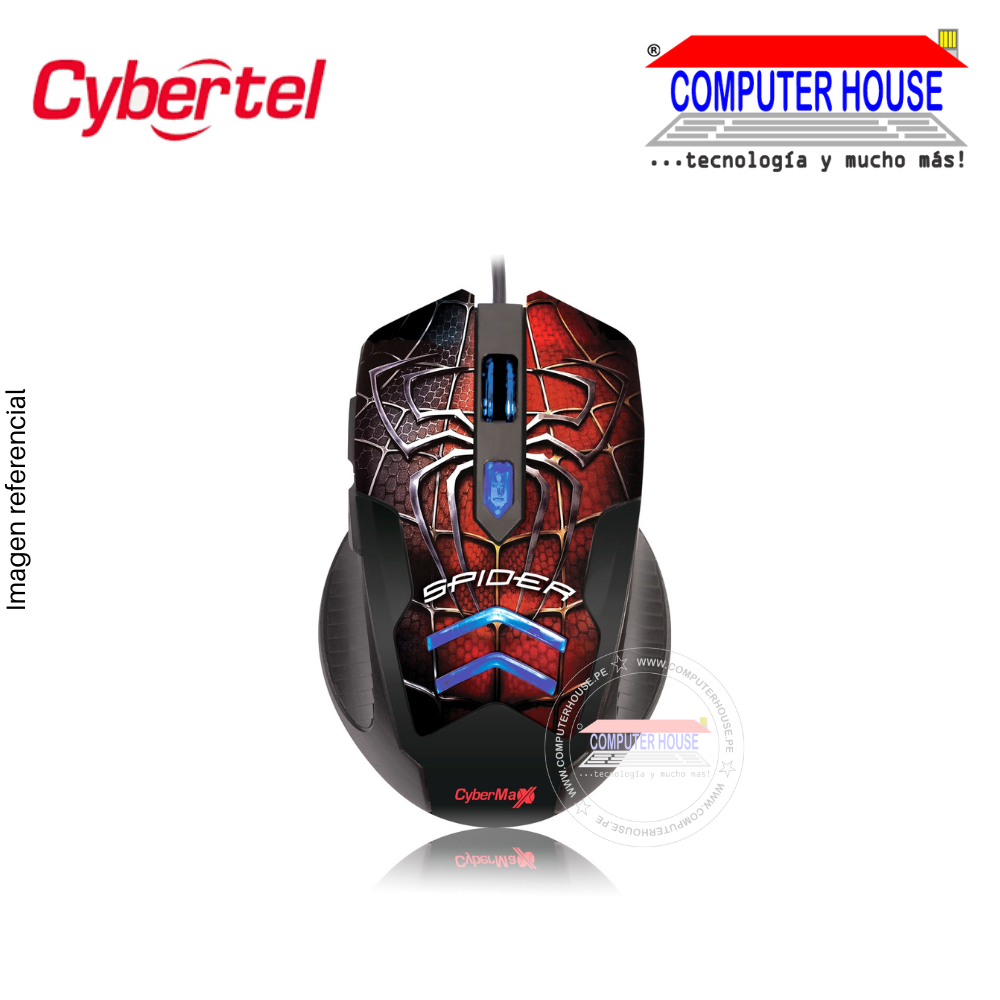 CYBERTEL Mouse alámbrico Gamer MG500 Spider conexión USB.