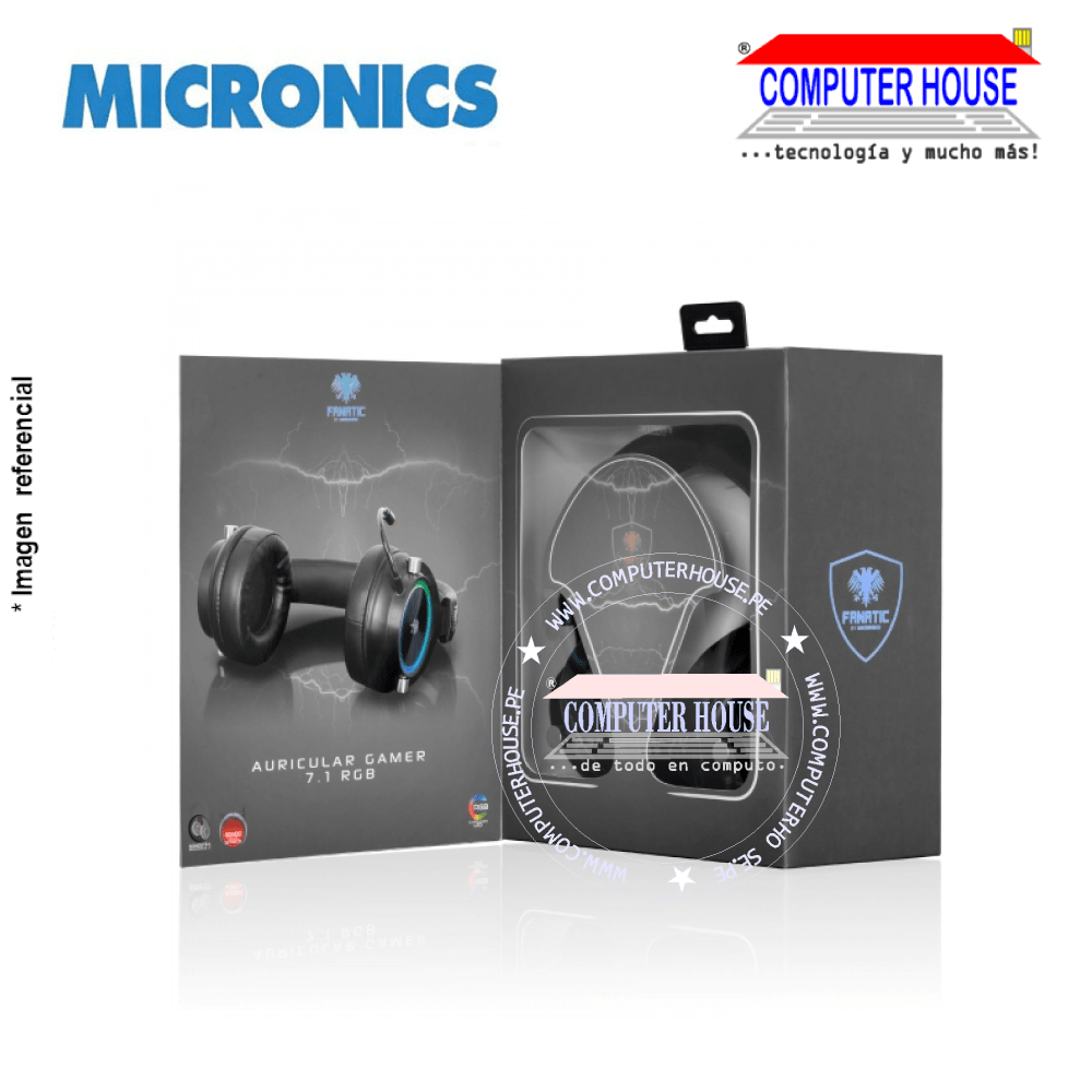 Audífono alámbrico MICRONICS Titanium+ Fnt HG8000, Sonido 5.1, Gamer RGB