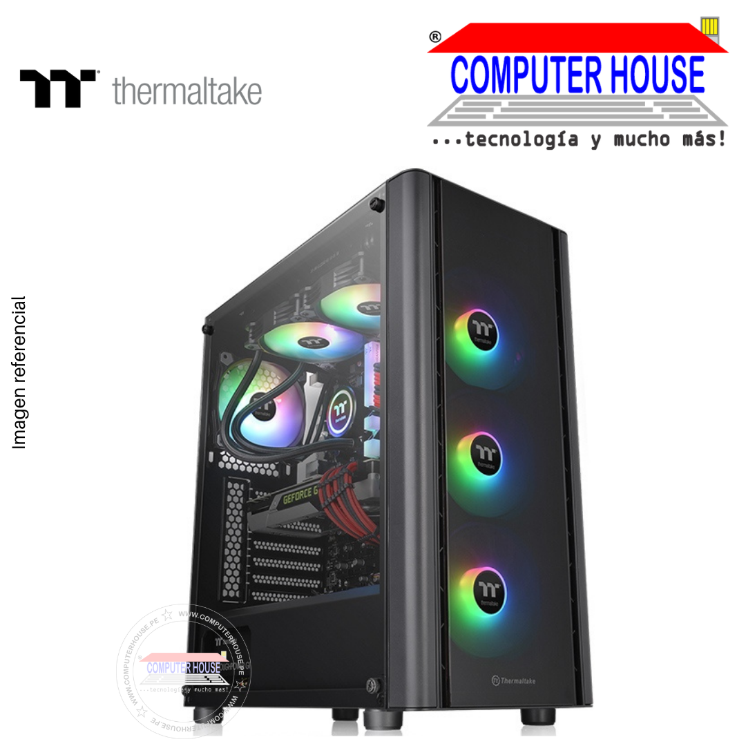 THERMALTAKE V250 TG Case, WITHOUT SOURCE, Mid-Tower, transparent side, ARGB, Black.